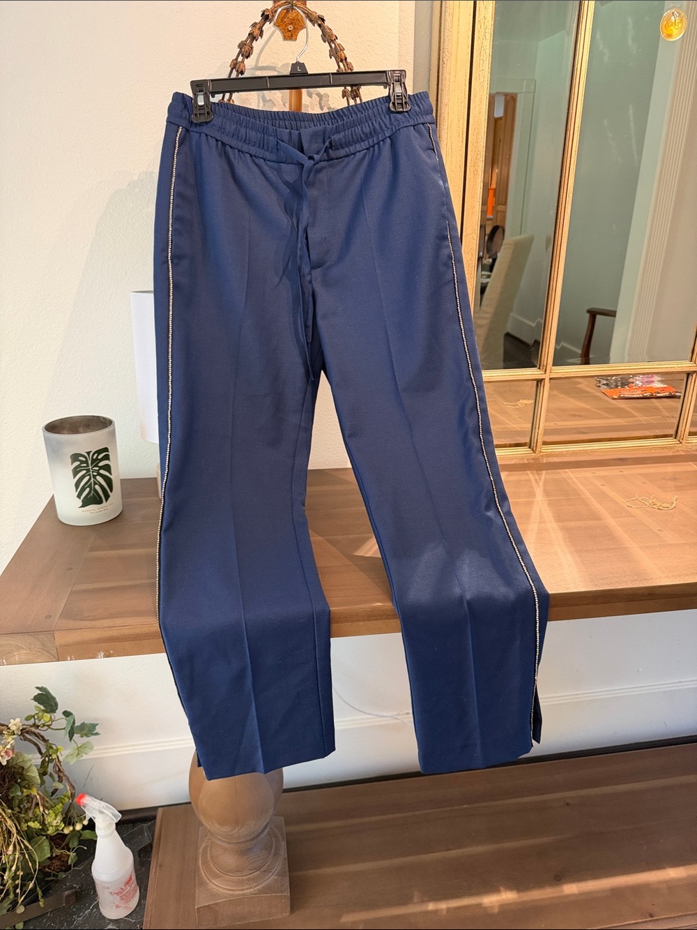 Zadig & Voltaire Navy Track-Style Men's Pants with Side Stripe